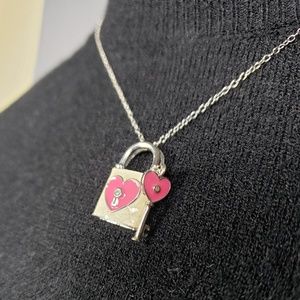 Diamond Accent Lock and Key Silver Necklace